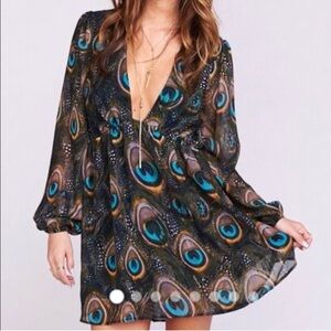 Show Me Your MuMu NWT RARE Vibrant Peacock Long Sleeve Dakota Dress